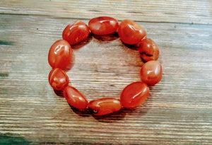 Women's Carnelian Agate Tumbled Stretch Bracelet Large stones