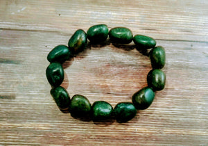 Women's Dark Green Aventurine Tumbled Stretch Bracelet Large stones