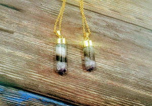 Uruguayan Amethyst Gold Plated Cylinder Necklace