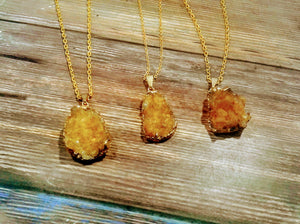 Gold Plated URUGUAYAN Citrine Cluster Necklace
