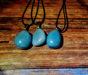 Large  Angelite (CELESTITE) Tumbled Stone Necklace