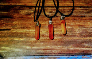PENCIL POINT SILVER PLATED CARNELIAN NECKLACE (Petite)