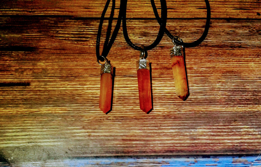 PENCIL POINT SILVER PLATED CARNELIAN NECKLACE (Petite)