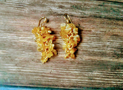 Citrine Cluster Style Gold Plated Earrings