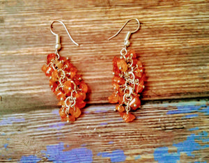 Carnelian Silver Plated Cluster Earrings