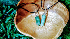 Sliver Plated Pencil Point Aventurine Necklace with Crystal ball