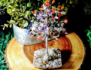 Chakra Stone Tree on Zeolite Base